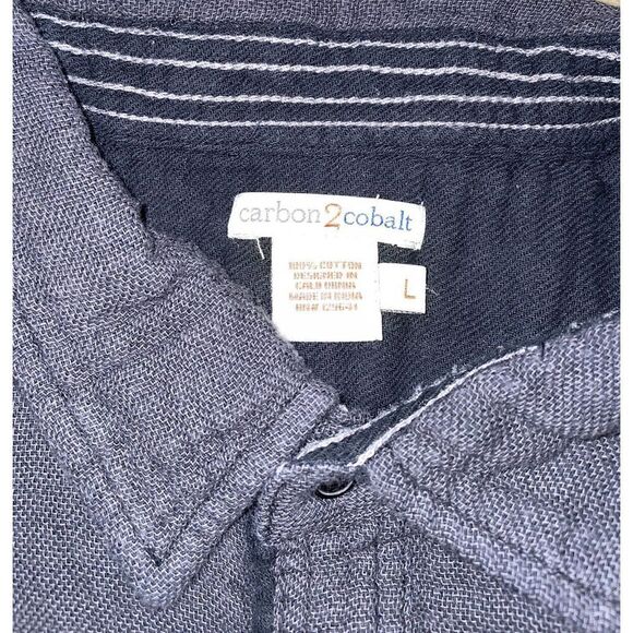 Carbon 2 Cobalt Gray Black Long Sleeve Button Down Shirt Men’s Size Large - Picture 3 of 7